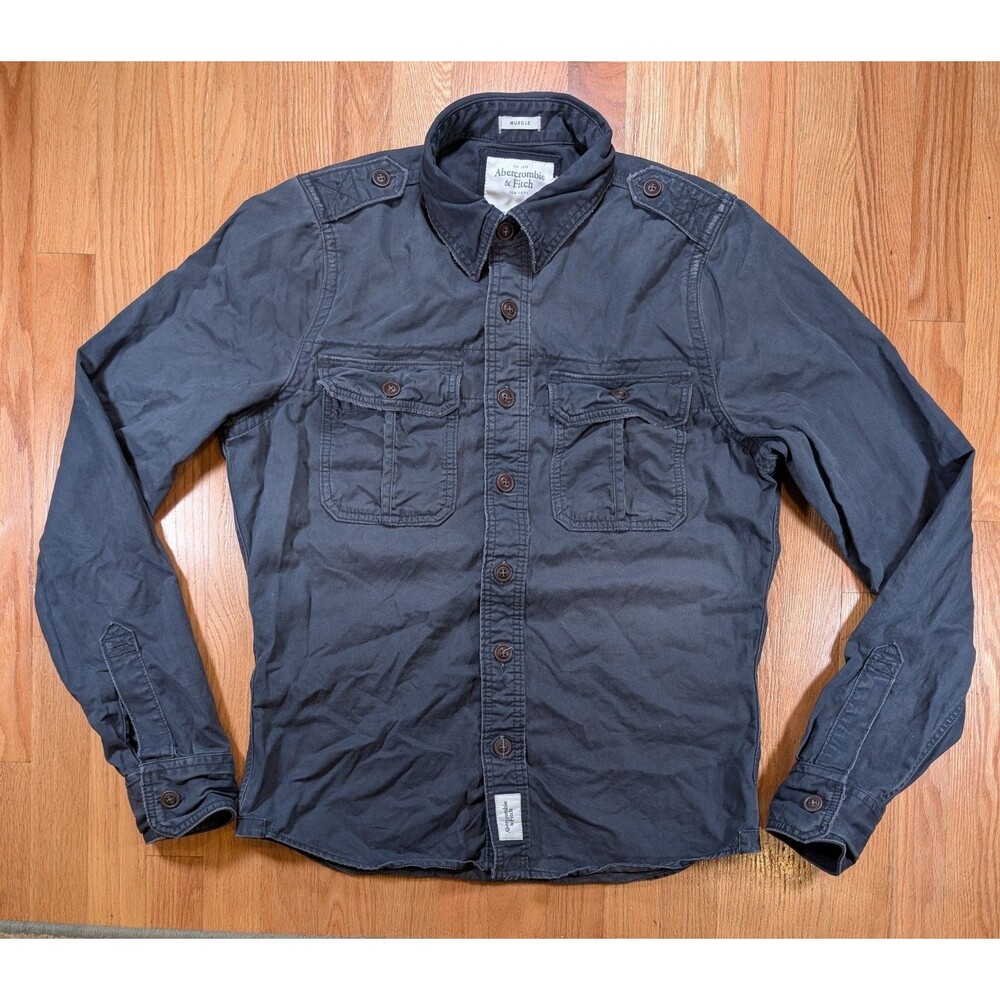 Vintage Abercrombie Shirt Jacket Men XL Muscle Military Button Up Distressed NWT